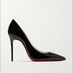 Christian Louboutin Decolette 554 Black patent pump heel sz 38 7.5 8